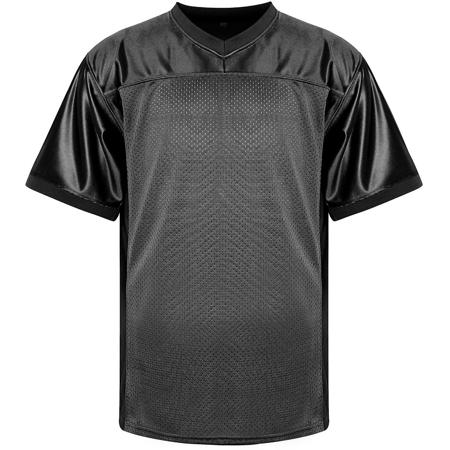 JUSCH Blank Football Jersey Mesh Athletic Football Shirt Practice Sports Uniform SportsT-Shirt Fans Gifts for Men Women Youth (Black,L)