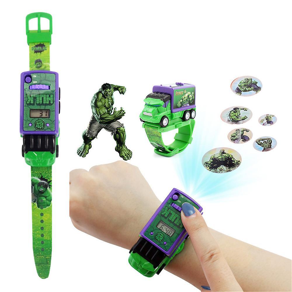 Mylight Kids Watch 6 Images Pull-back Truck Detachable Superhero Projector Watches Toys Hulk