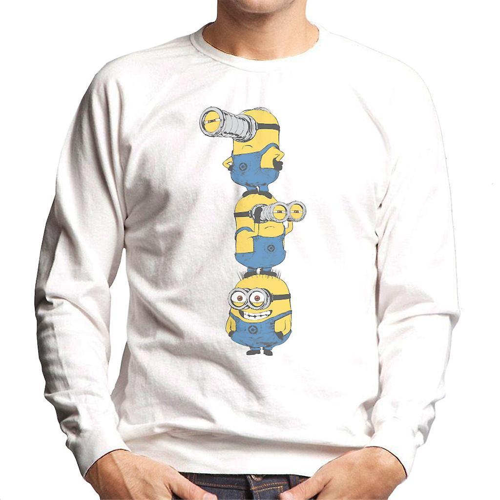 Despicable Me Minions Standing Tower Men's Sweatshirt White Large