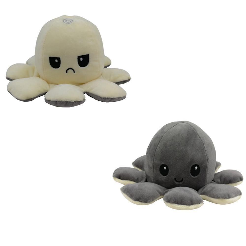 Slowmoose Reversible Octopus Shape, Stuffed Plush And Soft Doll Light Grey dark Grey