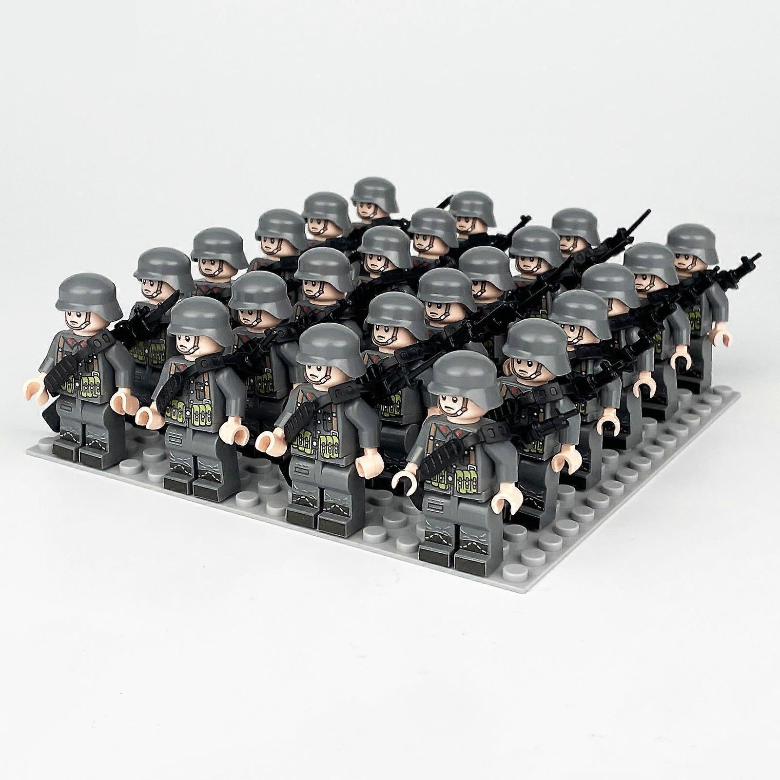 Sunvivid Army Military Building Blocks 24Pcs/Set with Base Plate Small Piece Puzzle Character Toys German Army