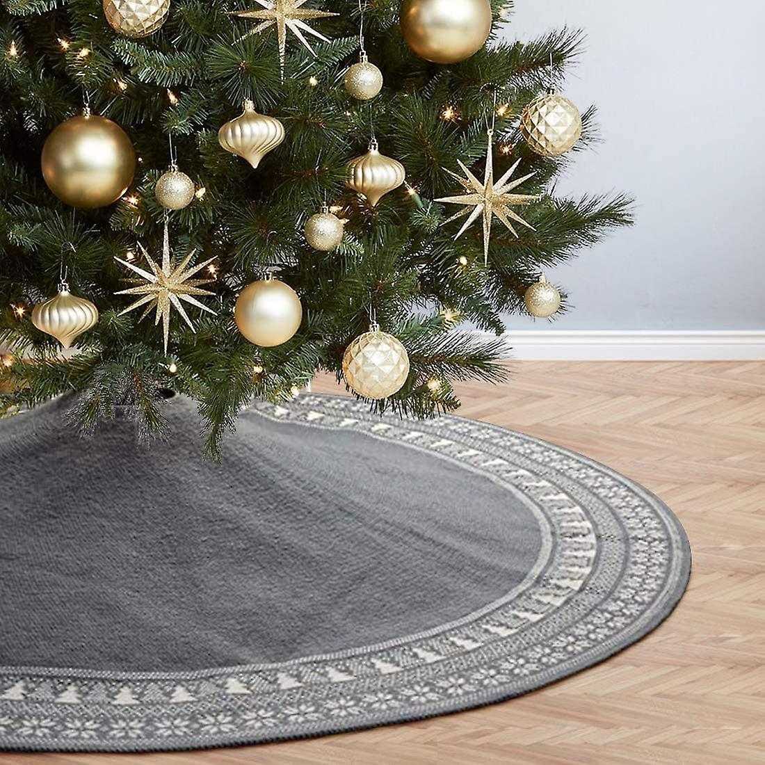 Zxzx Christmas Tree Skirt, 92cm Knitted Christmas Tree Skirt With Thick Christmas Tree Snowflake Rustic Holiday Decorations Rug Foot Cover Fir Tree...