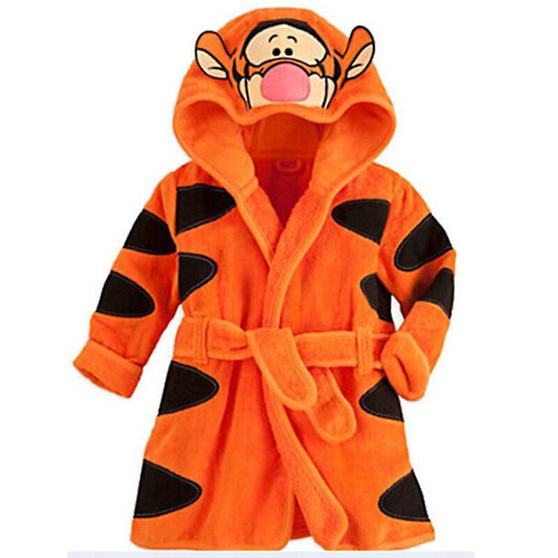 Varychmoo Kids Boys Girls Hooded Bathrobe Mickey Minnie Dressing Gown Sleepwear Nightwear Pajamas Yellow Tigger 5-6 Years