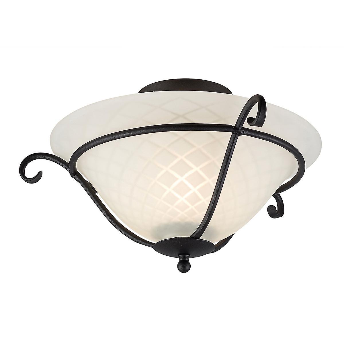 Torchiere 1 Light Flush Ceiling Light Black E27