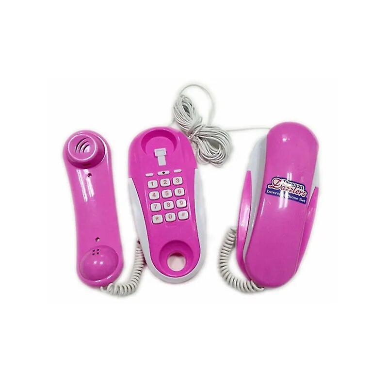 Begleri New Children Kids Pretend Play Intercom Phone Set Interactive Toy Telephone Set 2 Telephones Ringing Sound Talk To Each Other pink