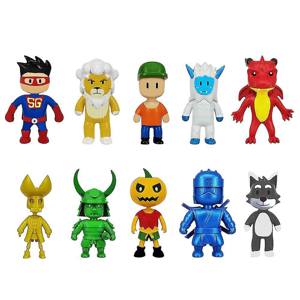 Lequeen 10pcs/set Stumble Fall Guys Figure Toys Pvc Model Figurine Mini Figures Set Cake Topper Decoration Party Favor Supplies Gifts