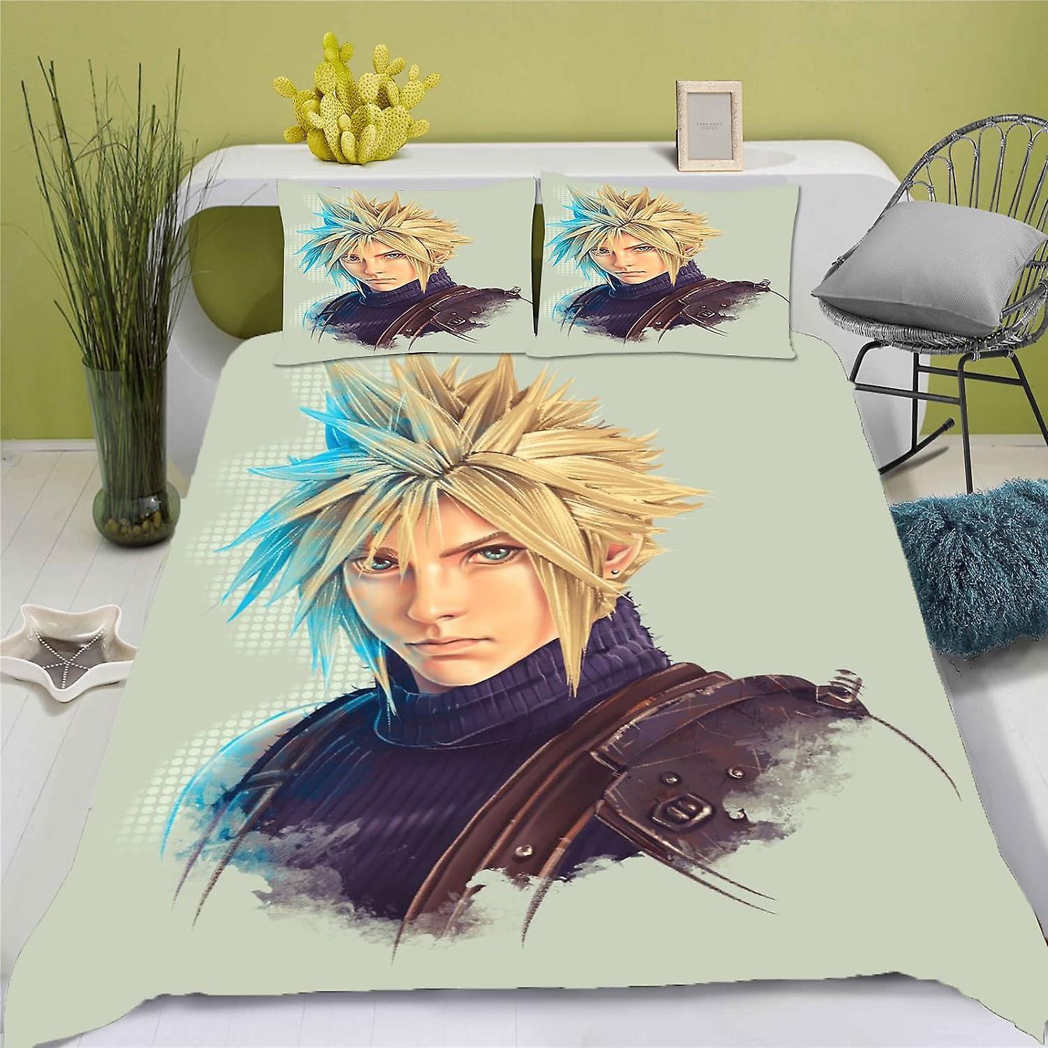 Kerota Final Fantasy Microfiber Duvet Cover Set with Zipper Closure Single135x200cm