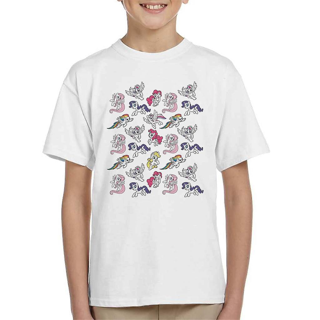 My Little Pony Flying Montage Kid's T-Shirt White Medium (7-8 yrs)