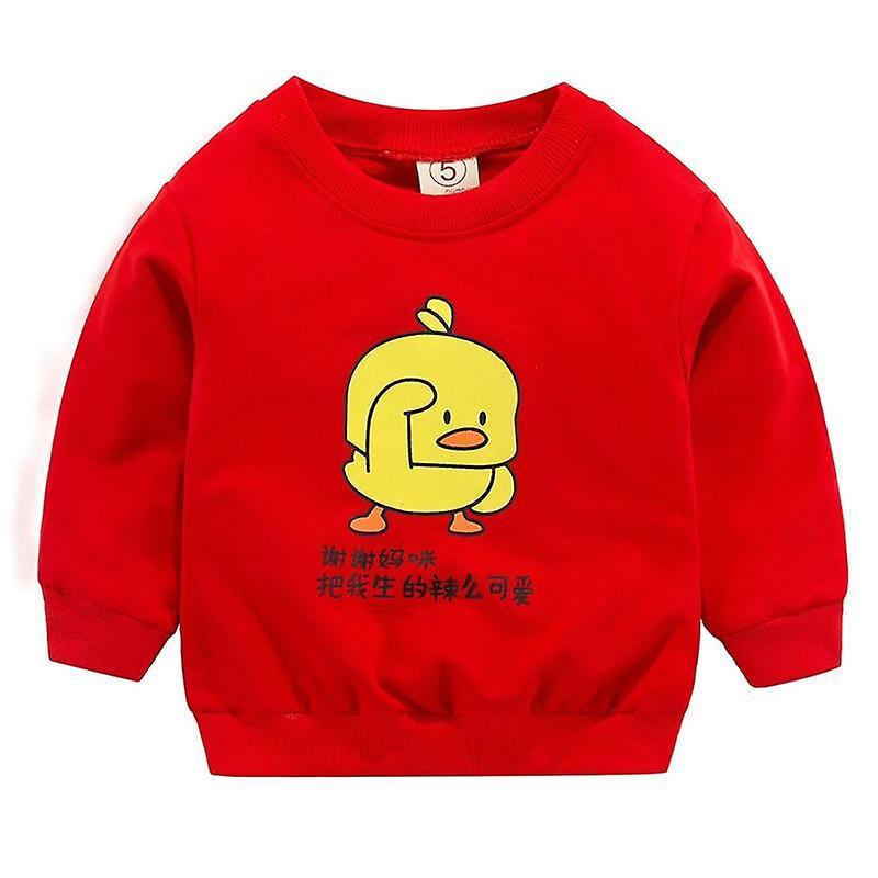 Slowmoose Sweatshirts Autumn & Spring Cartoon Cotton Hoodies red duck 24M