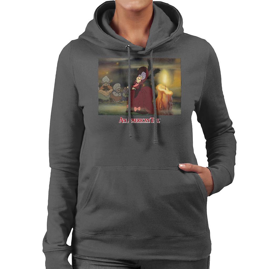 An American Tail Gussie Mausheimer Candle Women's Hooded Sweatshirt Charcoal Large