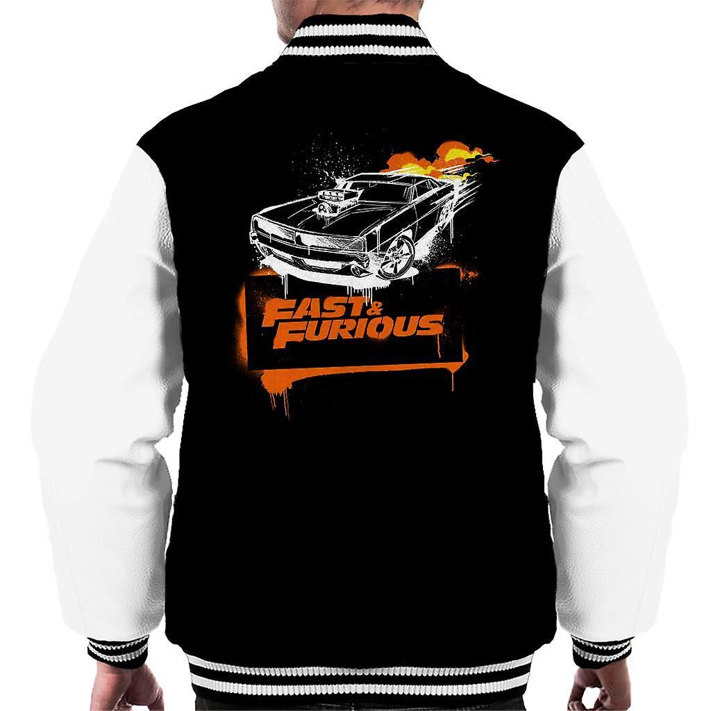 Fast & Furious Fast and Furious Dodge Charger Flame Men's Varsity Jacket Black/White X-Large