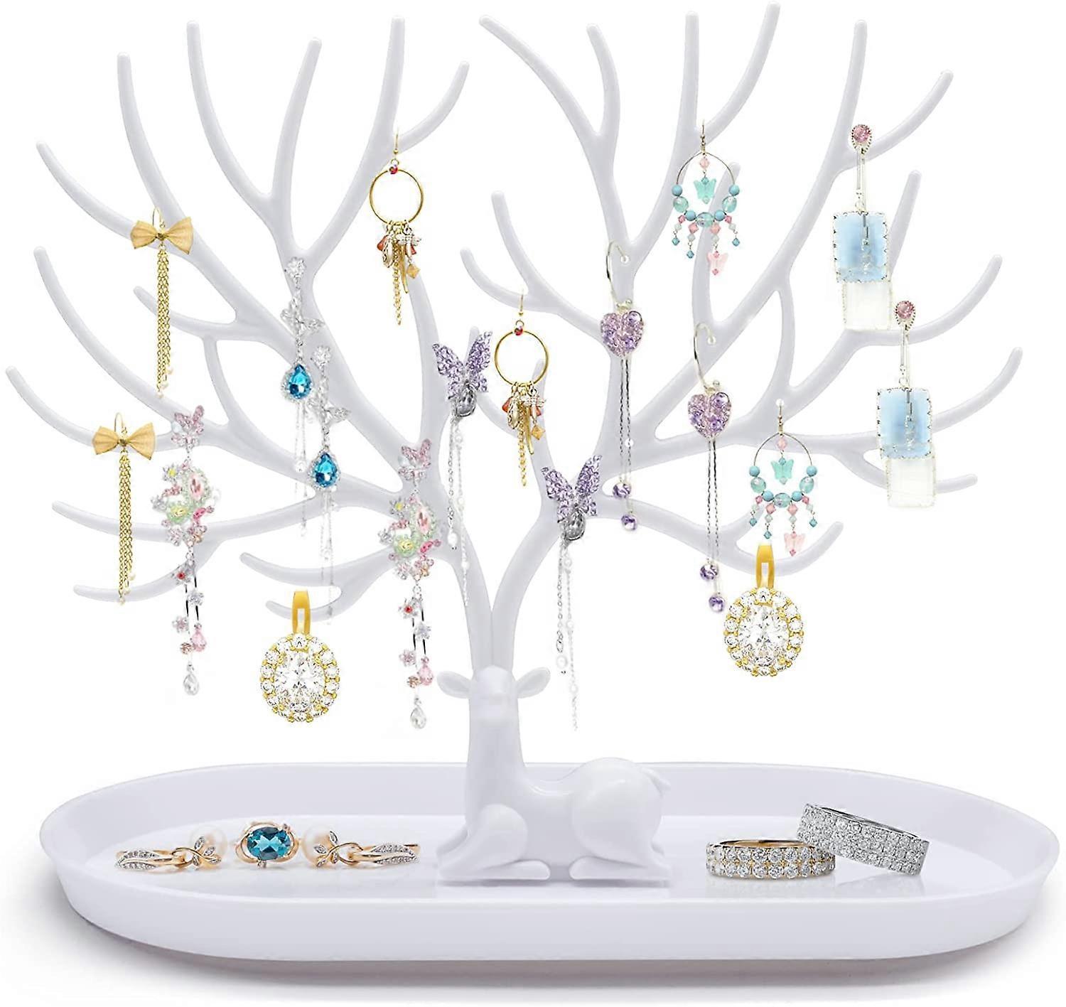 Tinor Antler Tree Jewelry Rack With Tray, Jewelry Hanging Tree Stand, Jewelry Organizer Display Holder