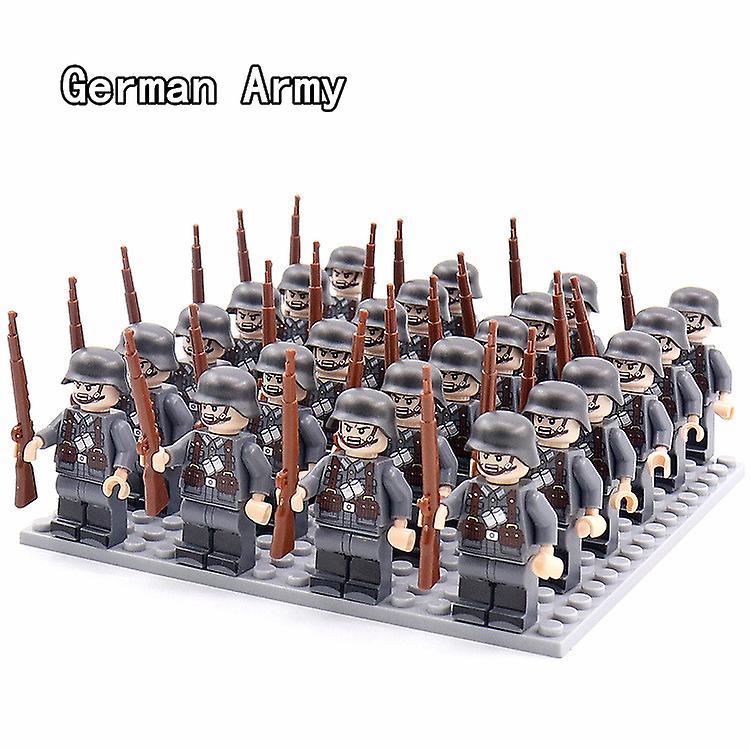 Aionyaaa Ww2 24pcs/lot Military Soldiers Building Blocks Set Weapons Soviet Us Uk China France Army Action Figures Bricks Toys Kids Gifts deep blue