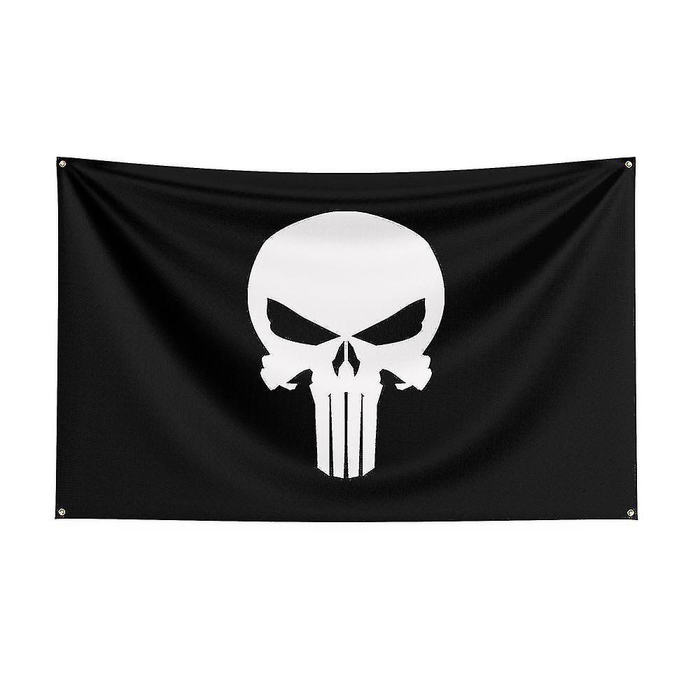 Skwtlv Born Pretty 3x5 Punisher Black Background Flag Polyester Printed Other Banner For Decor B 90 x 150cm