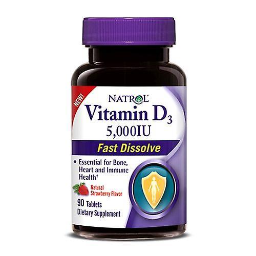 Natrol Vitamin D3, 5000 IU, Strawberry 90 Tabs (Pack of 1)