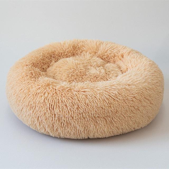 Slowmoose Comfortable Soft Washable Donut Cuddler Round Dog Bed, Cat Cushion light yellow OD 60cm