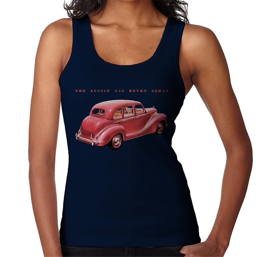 Austin A40 Devon Sedan British Motor Heritage Women's Vest Navy Blue Small