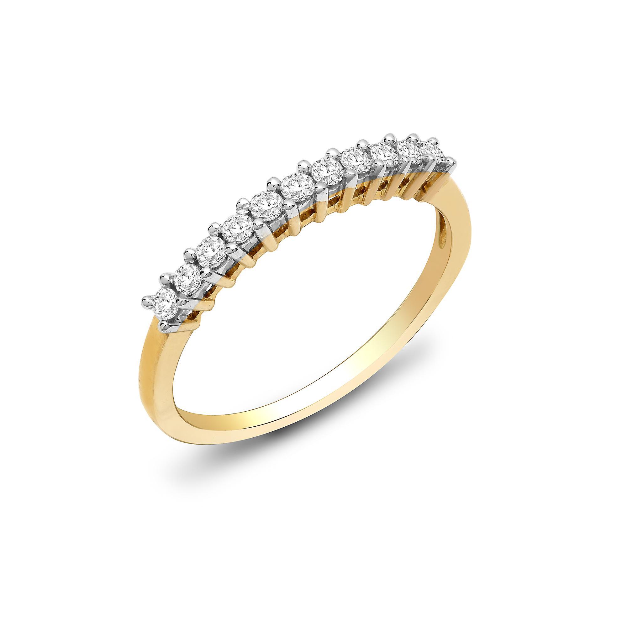 9ct Gold  0.22ct Diamond Dainty 11 Stone Half Eternity Ring 1.5mm - 9R350