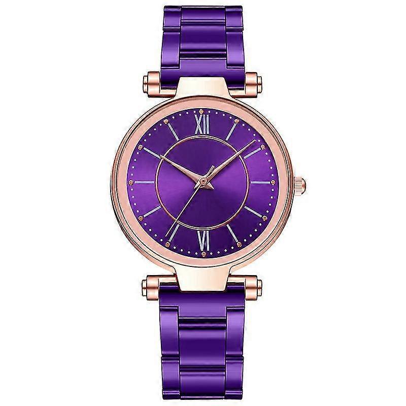 Yuzee Steel Band Watch Ladies Casual Women's Watch Quartz Watch, Purple