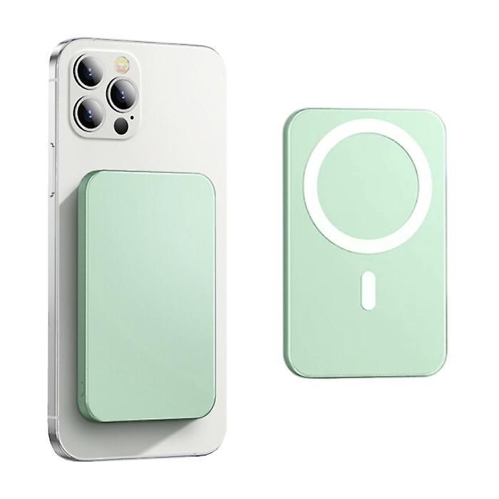 OEING 10,000mAh Mini Magnetic Qi Power Bank for Mobile Phones - PD Port Wireless Emergency Battery Battery Battery Green