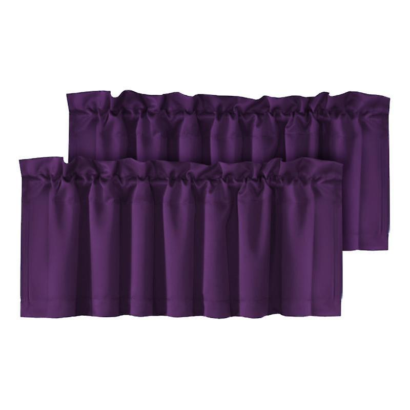 Biplut 2Pcs Blackout Valance Thickened High Shading Solid Color  Kitchen/Bathroom Soft Silky Stylish Window Purple