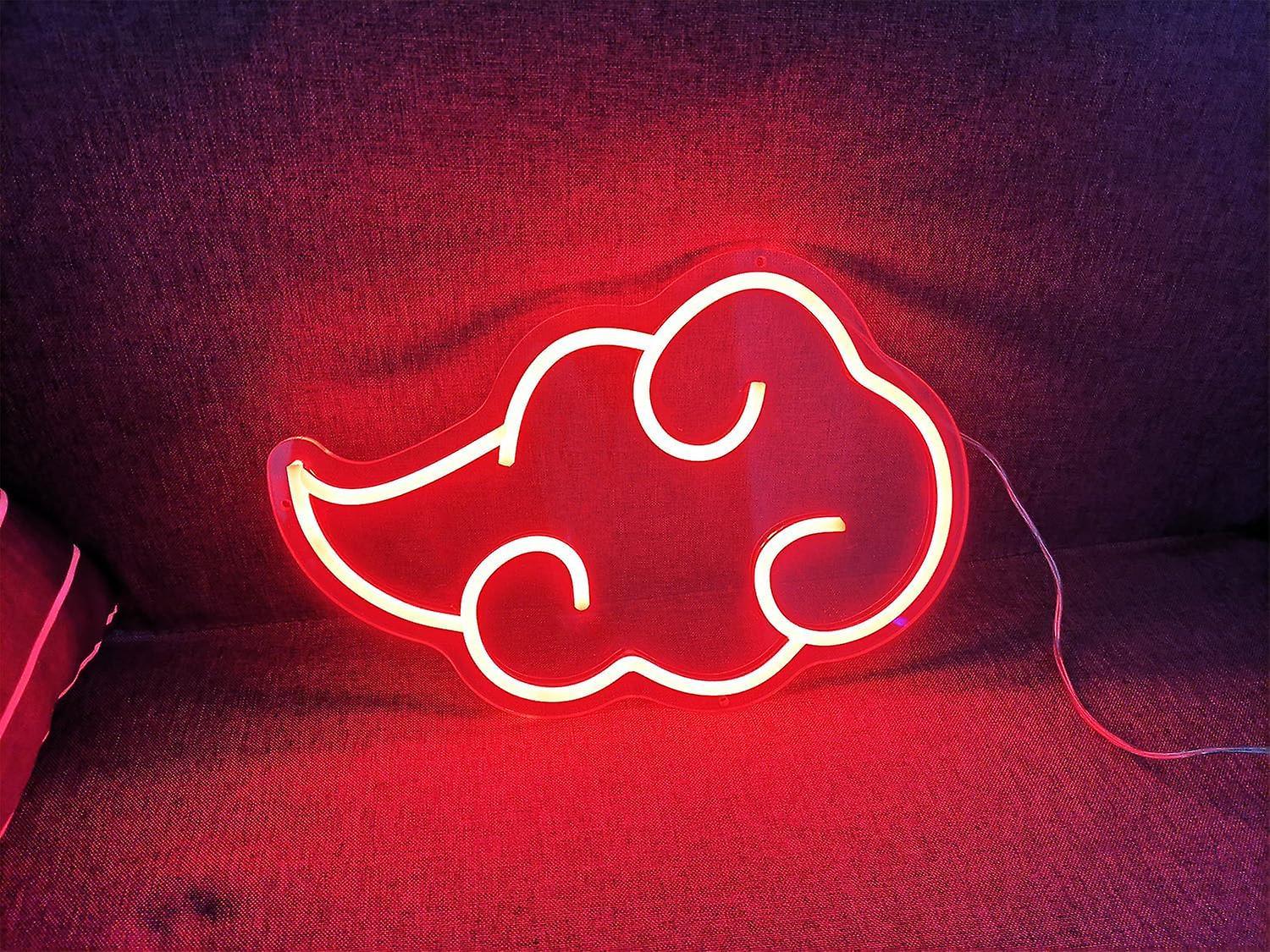 Frusde Neon Sign, Anime Red Cloud Neon Sign, Usb Powered Gaming Neon Sign, Easy To Hang And Adjustable Brightness Wall Signs Kids Bedroom Decor