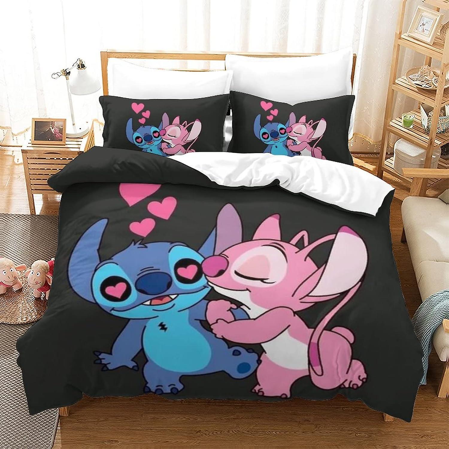 Kerota Stitch Duvet Cover Set,Animated Characters Duvet Cover Lilo & Stitch Decorative Duvet Cover Double 135*200 CM Single135x200cm