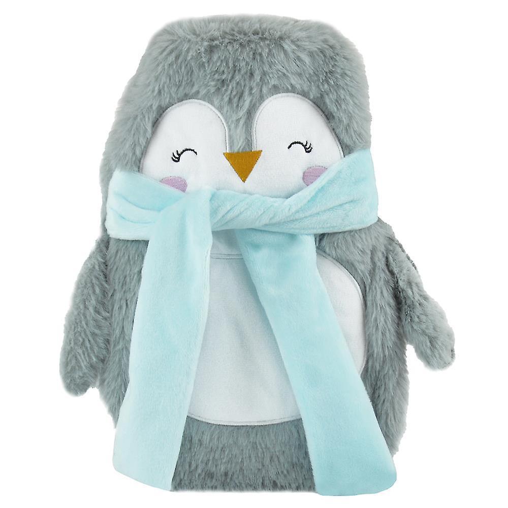 A2Z 4 Kids A2Z Hot Water Bottle 750ML Cosy Plush 3D Animal Fleece Cover Hot Water Bottle Penguin One Size