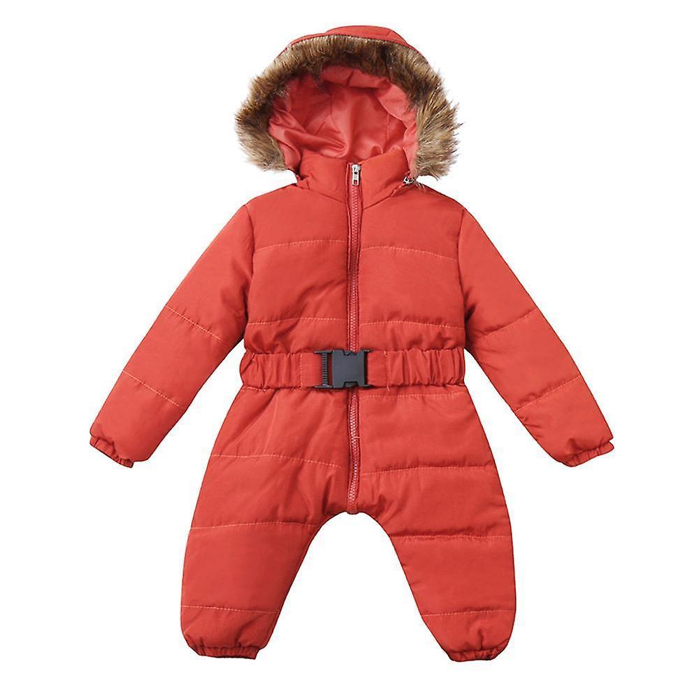 Slowmoose Winter Clothes Infant Baby Snowsuit Romper Jacket Hooded Jumpsuit Warm Thick 6M / Orange