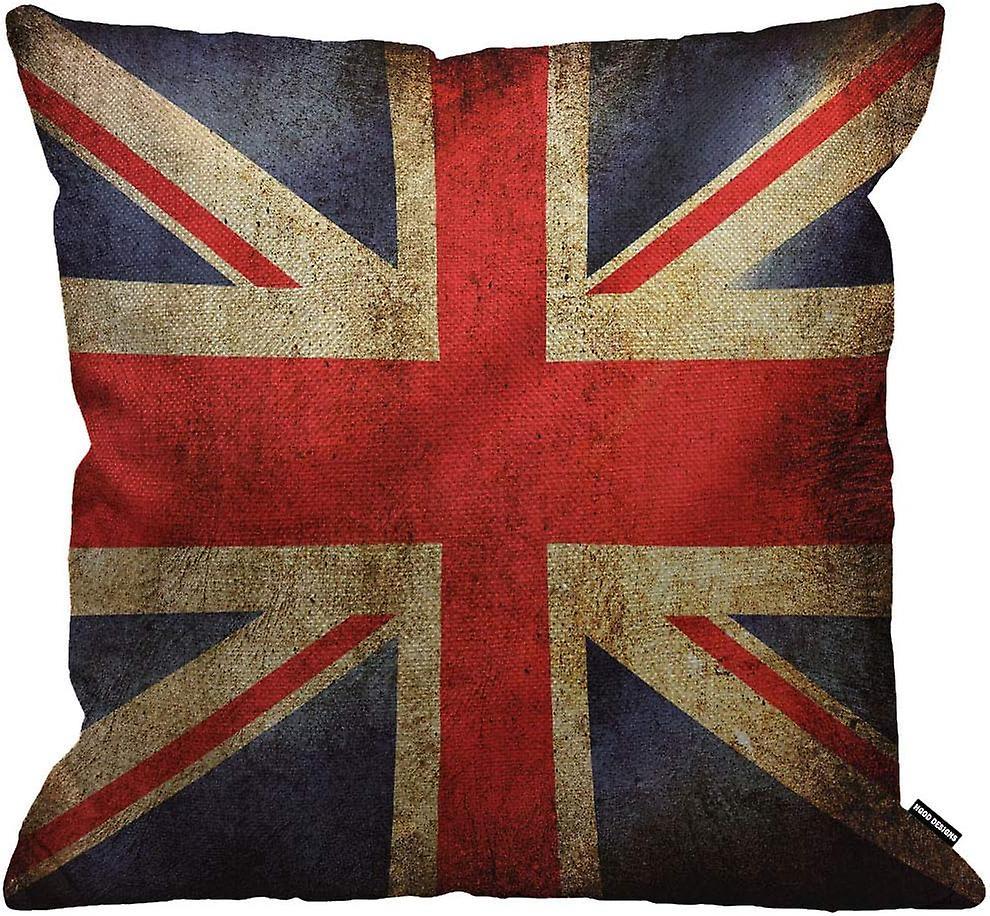 Kerota Cushion Cover UK Flag Vintage United Kingdom Flag Throw Pillow Cover Home Decorative -[A5479] 45X45CM