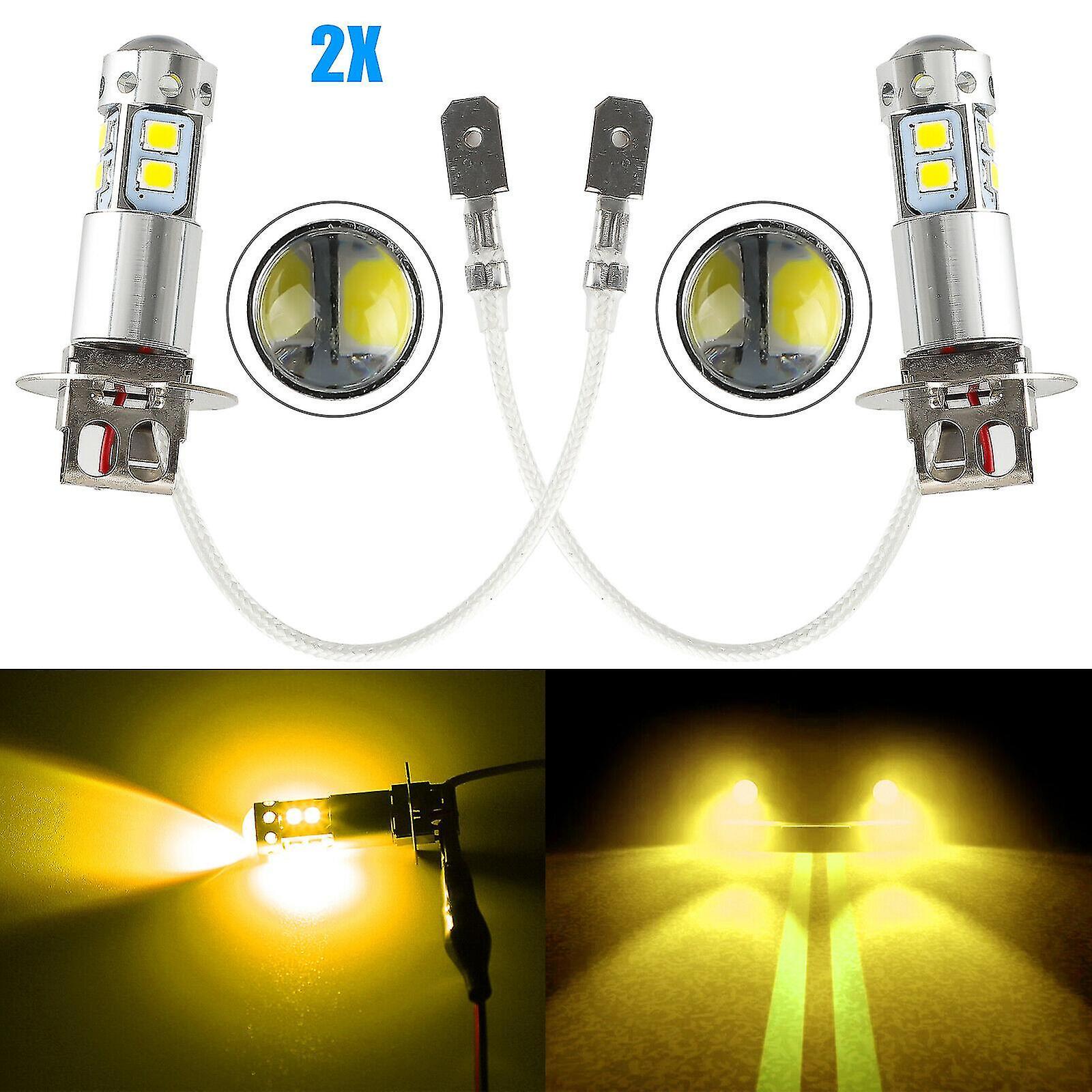 Elsavct H3 100w High Power Cree Led 3000k Yellow Fog Light Driving Bulb Drl