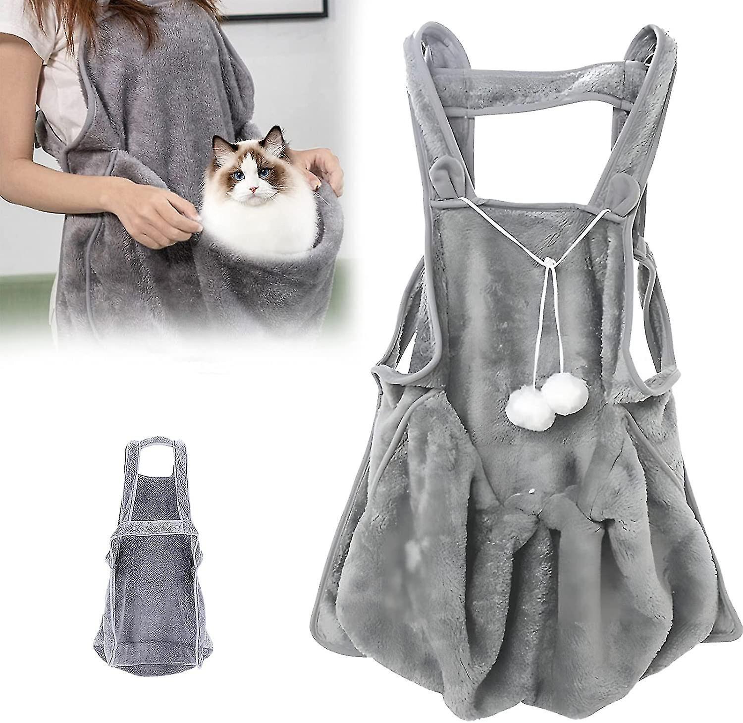 Tianzun Pet Carrier Bag Small Dog Cat Sling Accompany Carrier Bag Soft Breathable Cotton Pet Apron Hands-free Grey