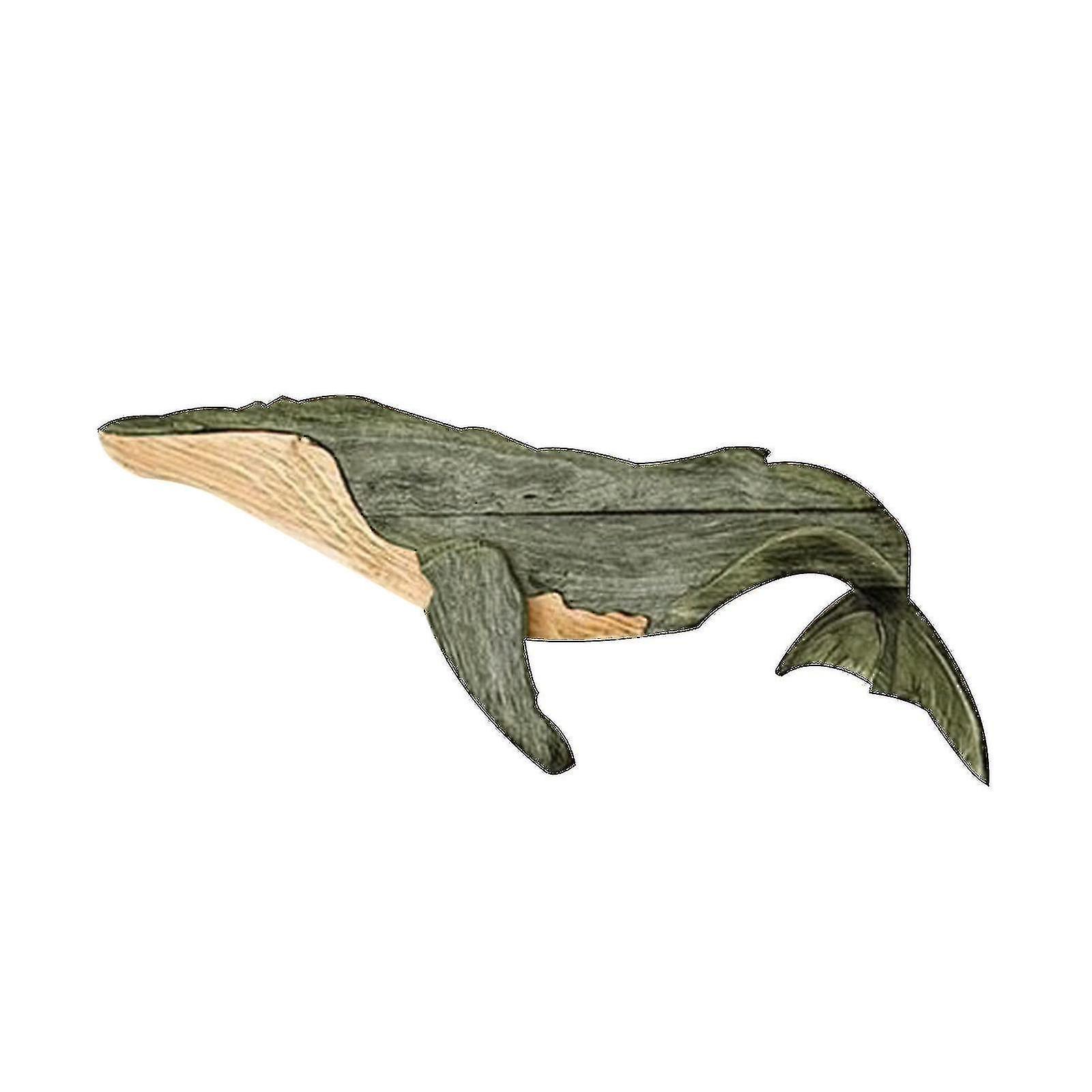 Bxs Wooden Whale Wall Decor - Coastal Ocean Sea Animal Sculpture, Home Art Decoration Whales