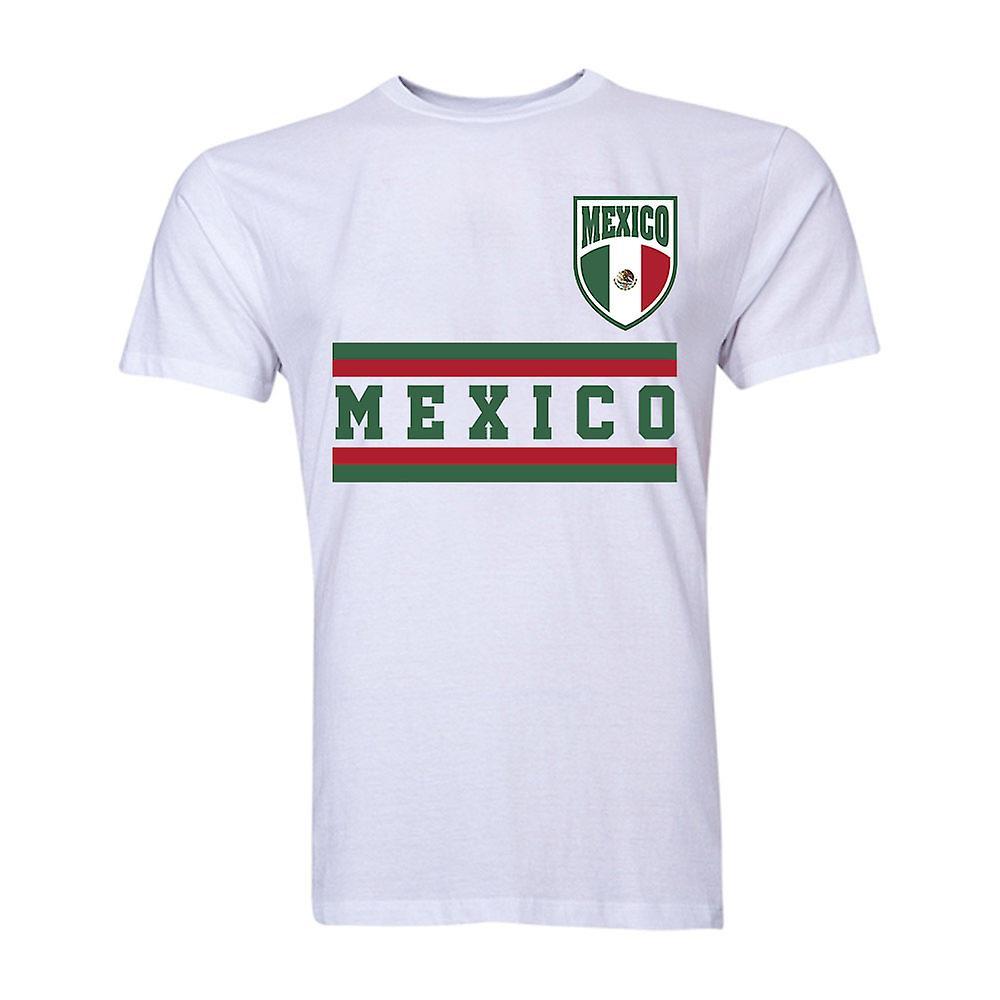 UKSoccerShop Mexico Core Football Country T-Shirt (White) Womens M (Size 12 - 34 inch Chest)