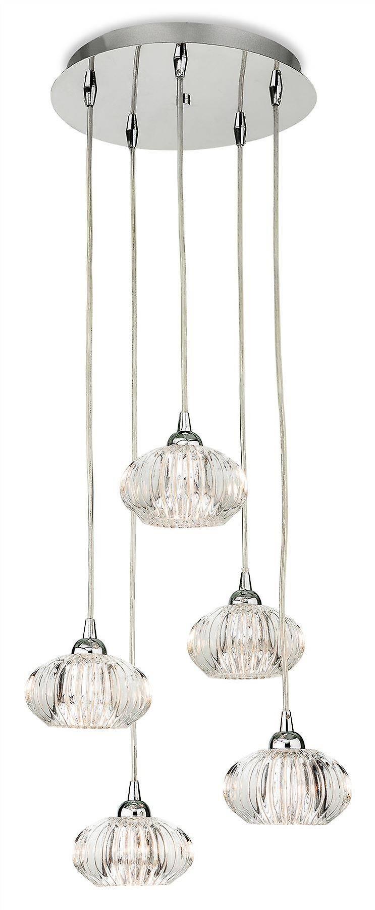 Firstlight Lighting Lisbon 5 Light Cluster Pendant Chrome, Clear Decorative Glass, G9