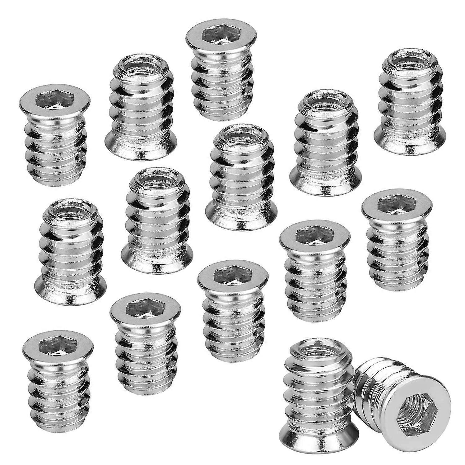 Tinor 100PCS Wood Threaded Insert Hex Nut M6 x 15mm Zinc Alloy Screw Insert Threaded Socket Head Screw M6 Wood Insert for Furniture Chairs Wooden Beds