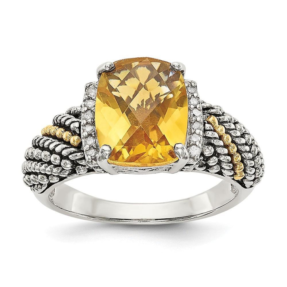 JewelryWeb 925 Sterling Silver Polished With 14k Diamond and Citrine Ring Jewelry for Women - Ring Size: 6 to 8 7