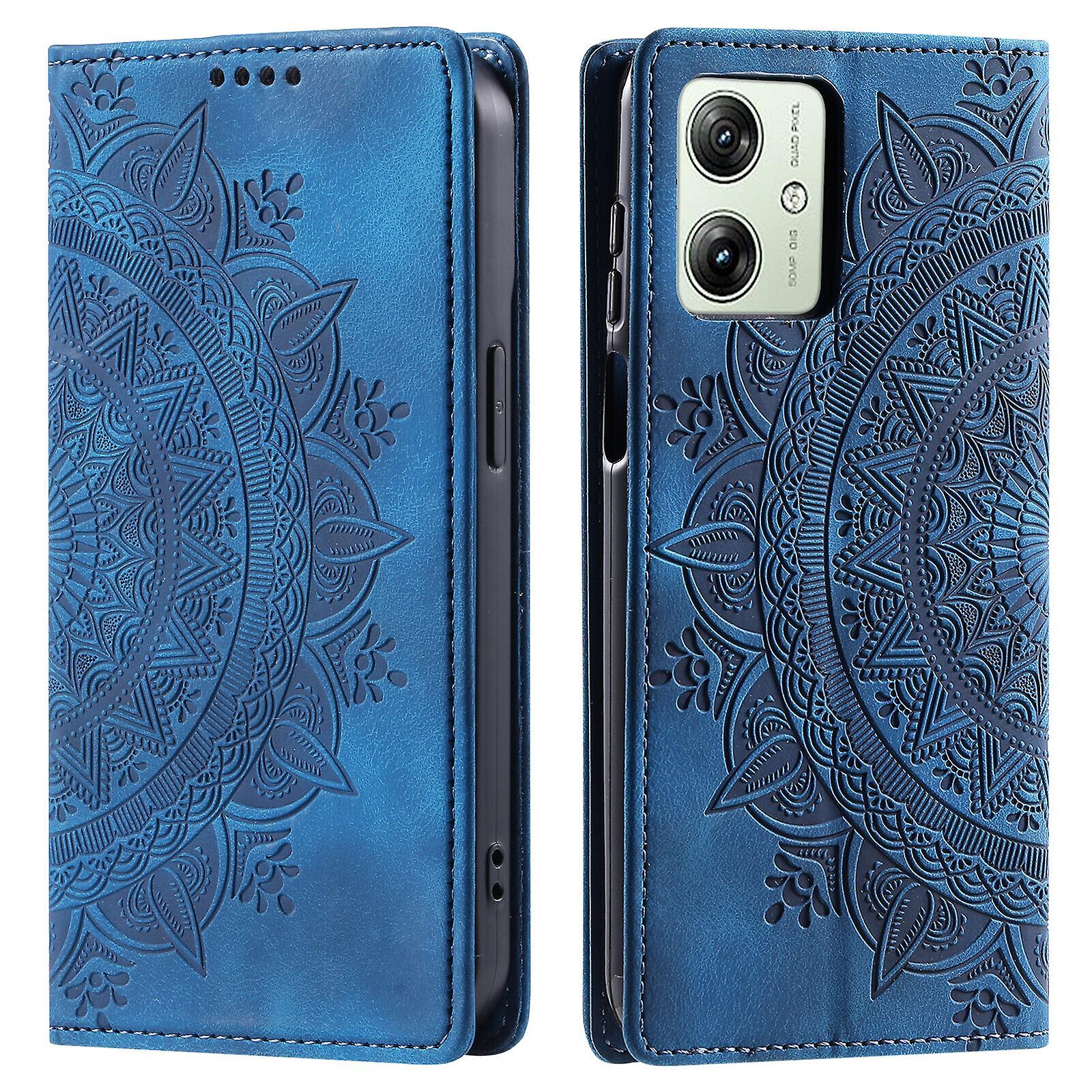 Gangxun Case For Motorola Moto G54 Leather Magnetic Folio Tpu Shockproof Durable Protective Cover Compatible With Motorola Moto G54 Case Blue