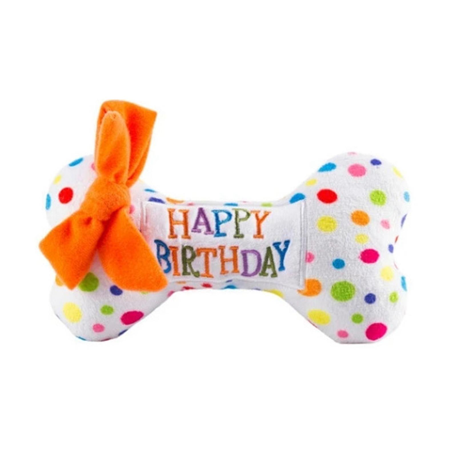 Taishh Dog Birthday Cake Bites Toy New Pet Plush Surprise Gift Party White 2