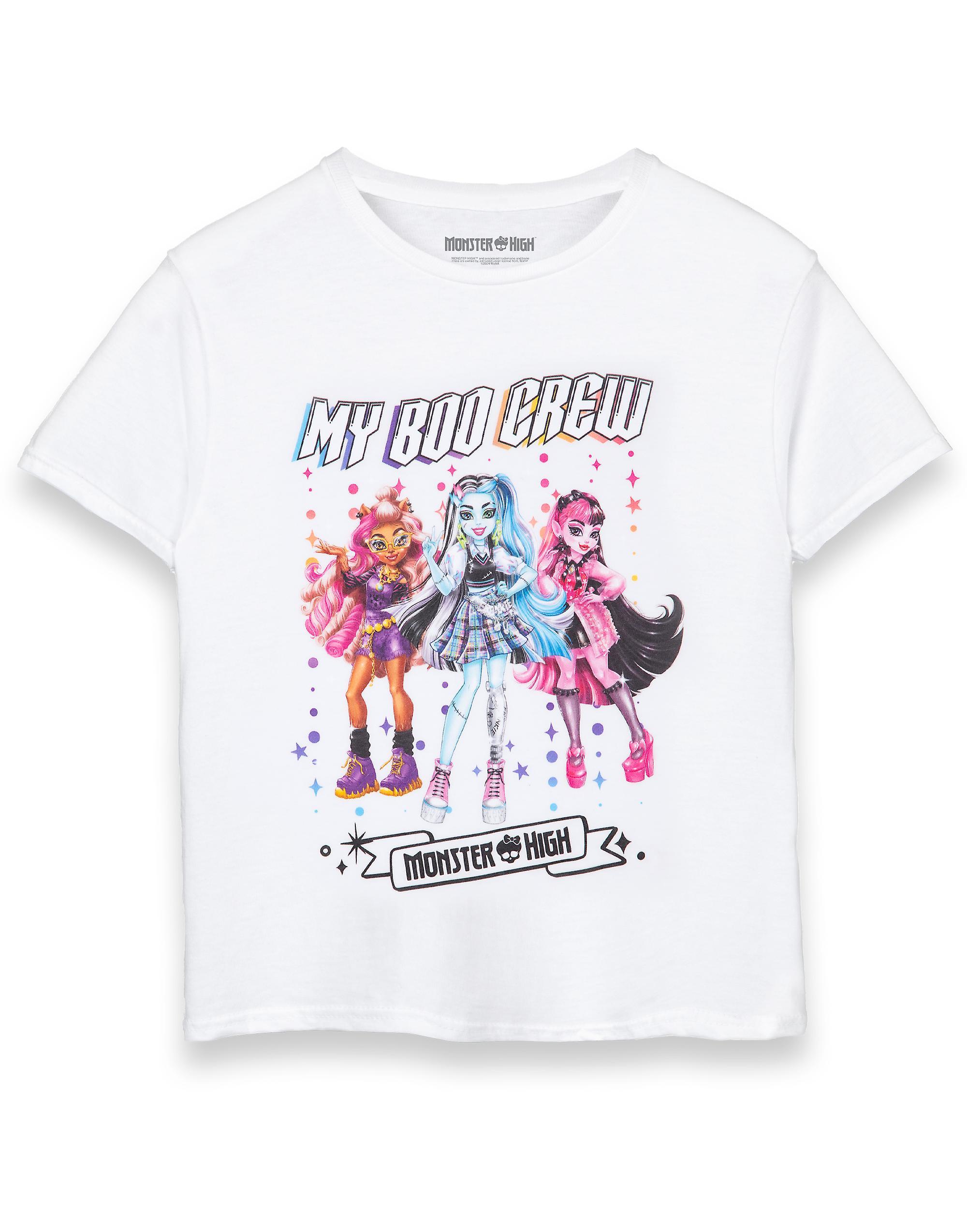 Monster High Girls Short Sleeved T-Shirt White Boo Crew 5-6 Years