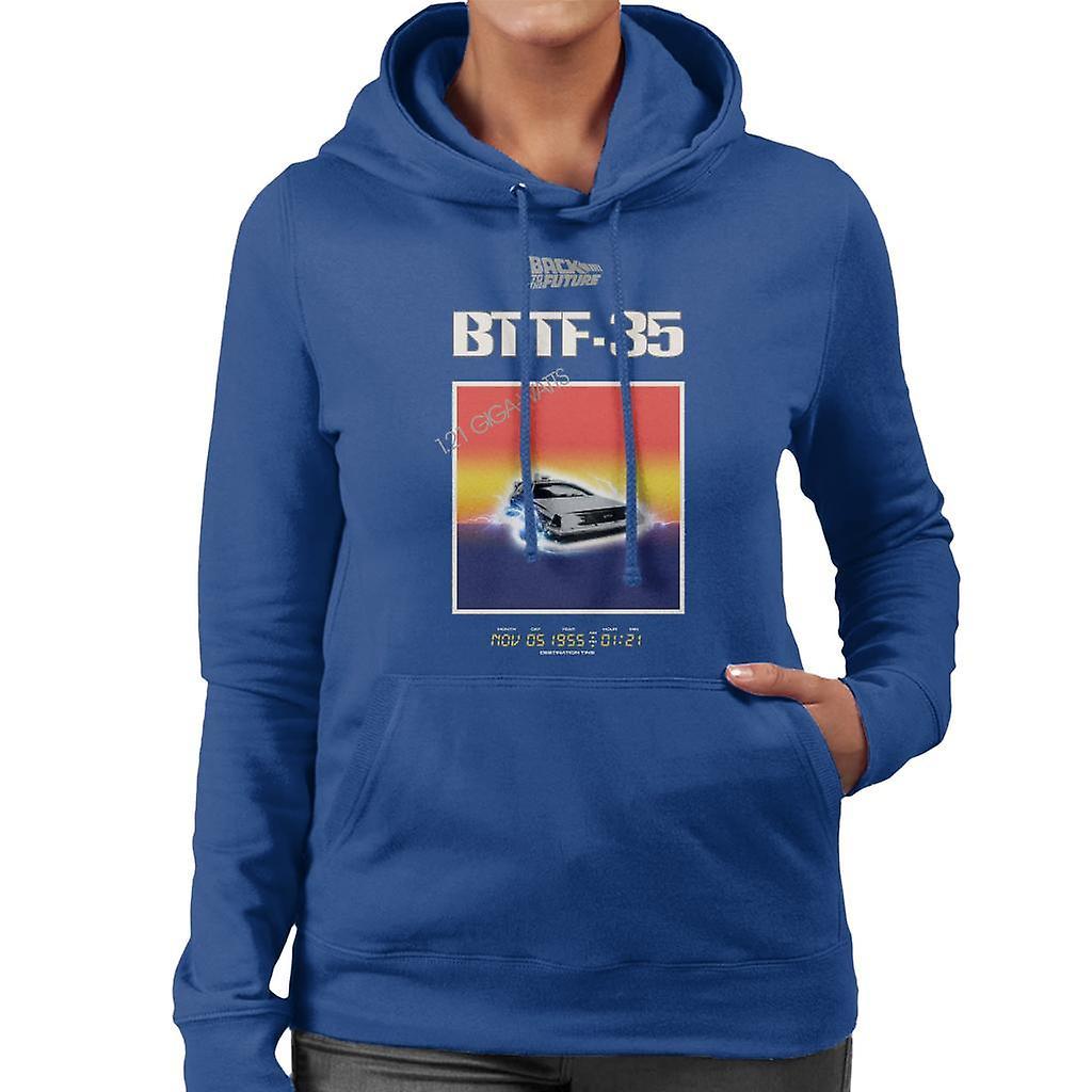 Back to the Future 35th Anniversary Sunset Women's Hooded Sweatshirt Royal Blue Medium