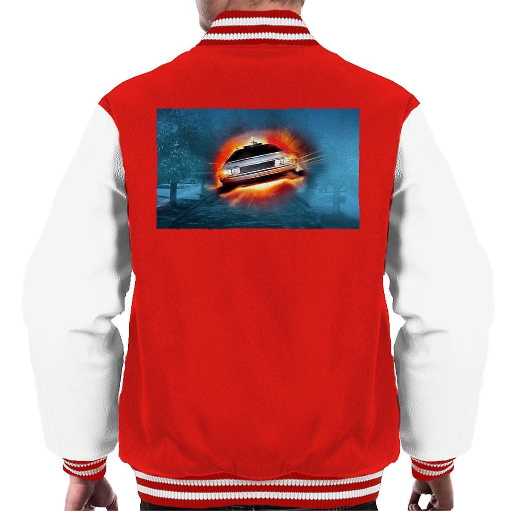 Back to the Future Delorean Cinematic Take Off Men's Varsity Jacket Red/White XX-Large