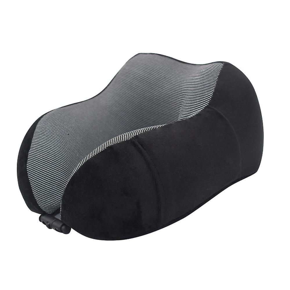 GreenZech U shaped memory foam neck soft travel pillow solid relieve pressure Black 1