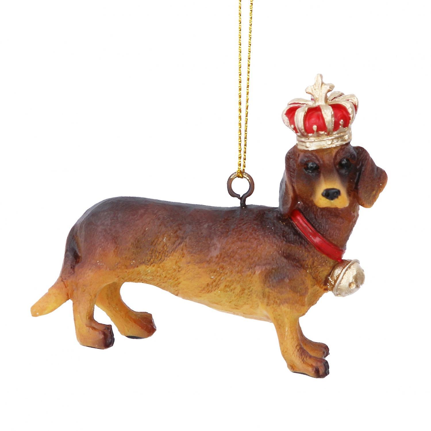 Gisela Graham Resin Dachshund with Crown Dec