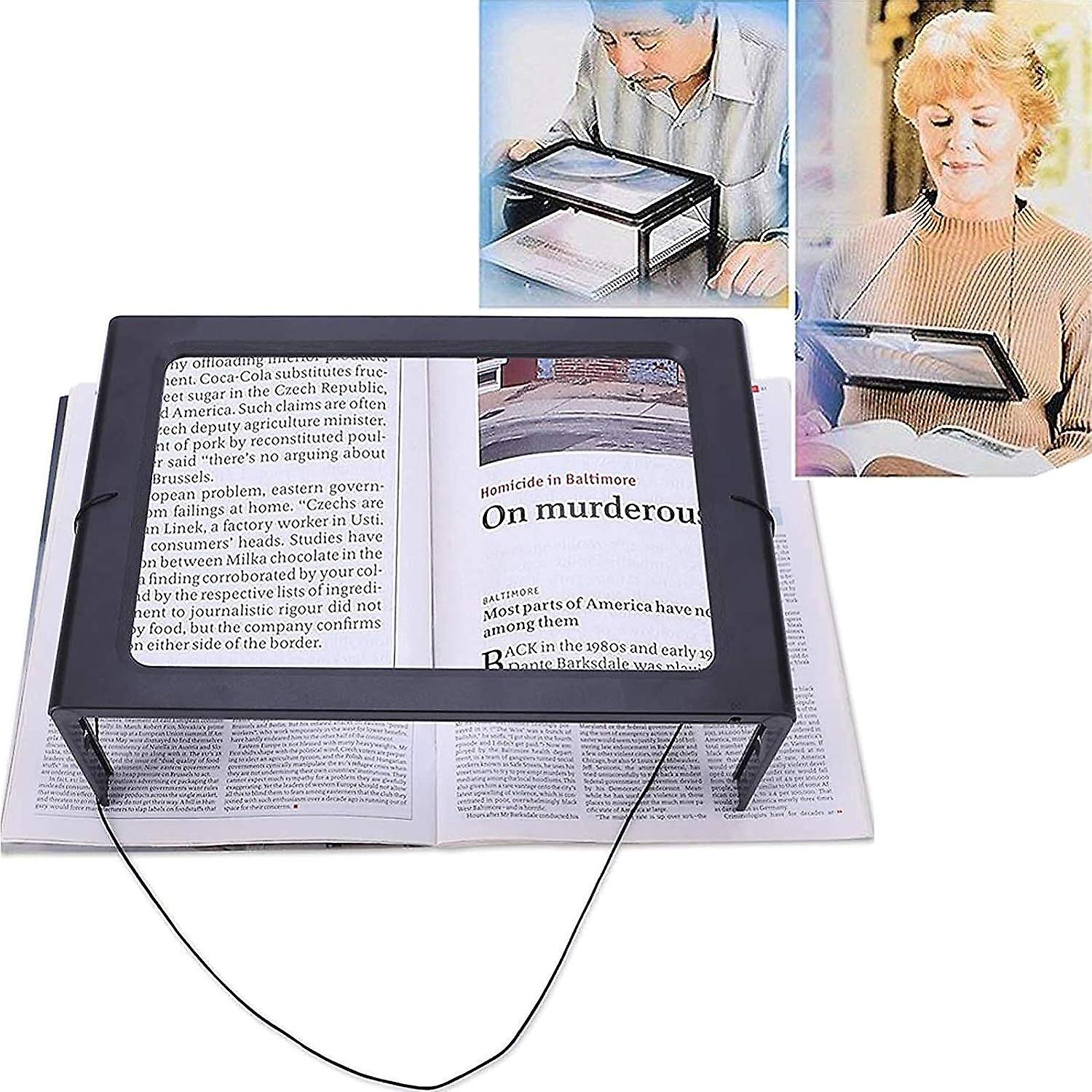 Heyone Reading Magnifier, Magnifying Glass With Light 3x Magnification Reading Aid With 4 Led Light For Seniors