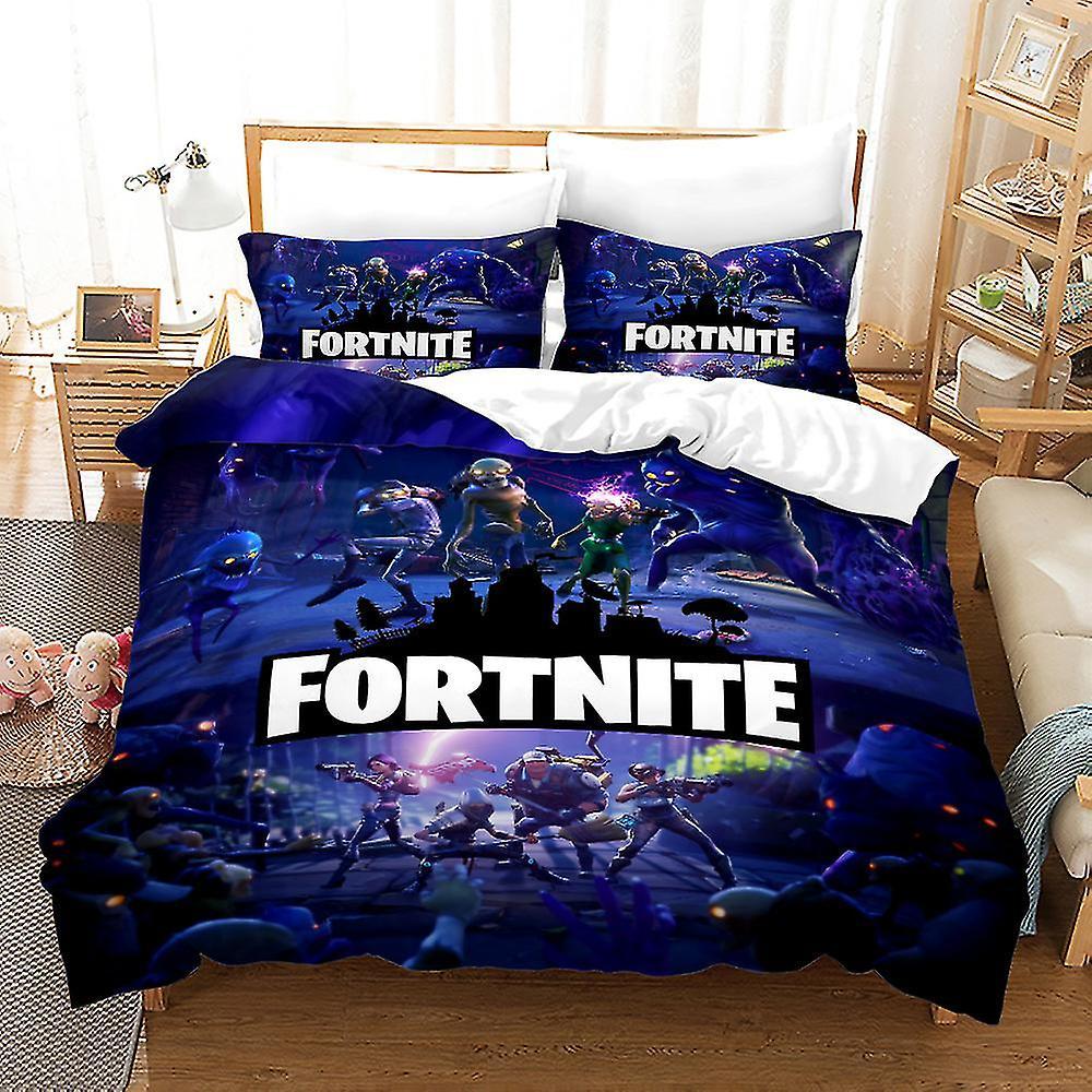 Cryin F26 3d Fortnite 2/3pcs Bedding Set Duvet Cover Quilt Cover Pillowcase Kids Teenagers Gift AU single 140x210cm