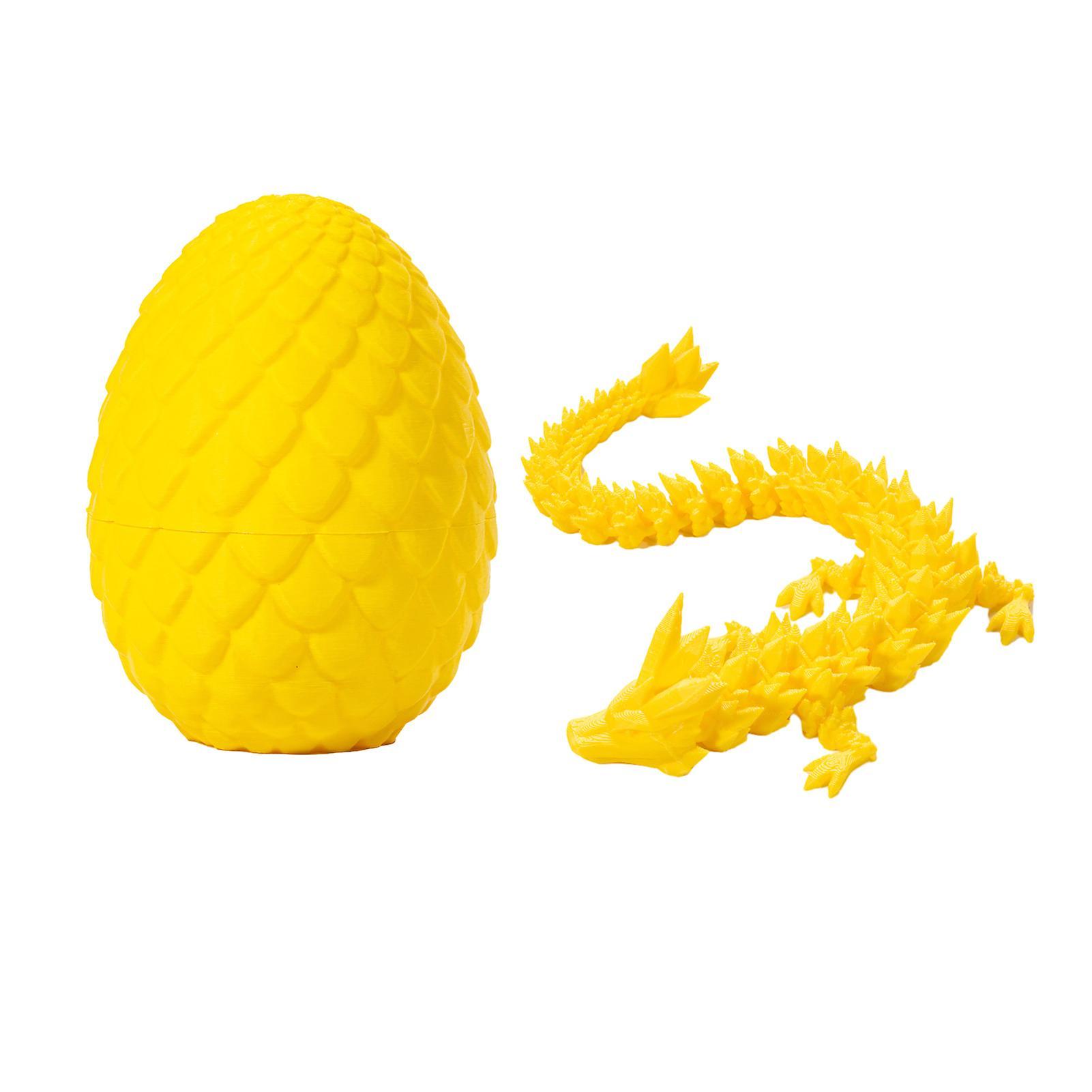 Bluethy 3d Printed Articulated Dragon In Egg Fidget Toy For Adults Posable Flexible Dragon Toy Gift For Dragon Lovers Yellow