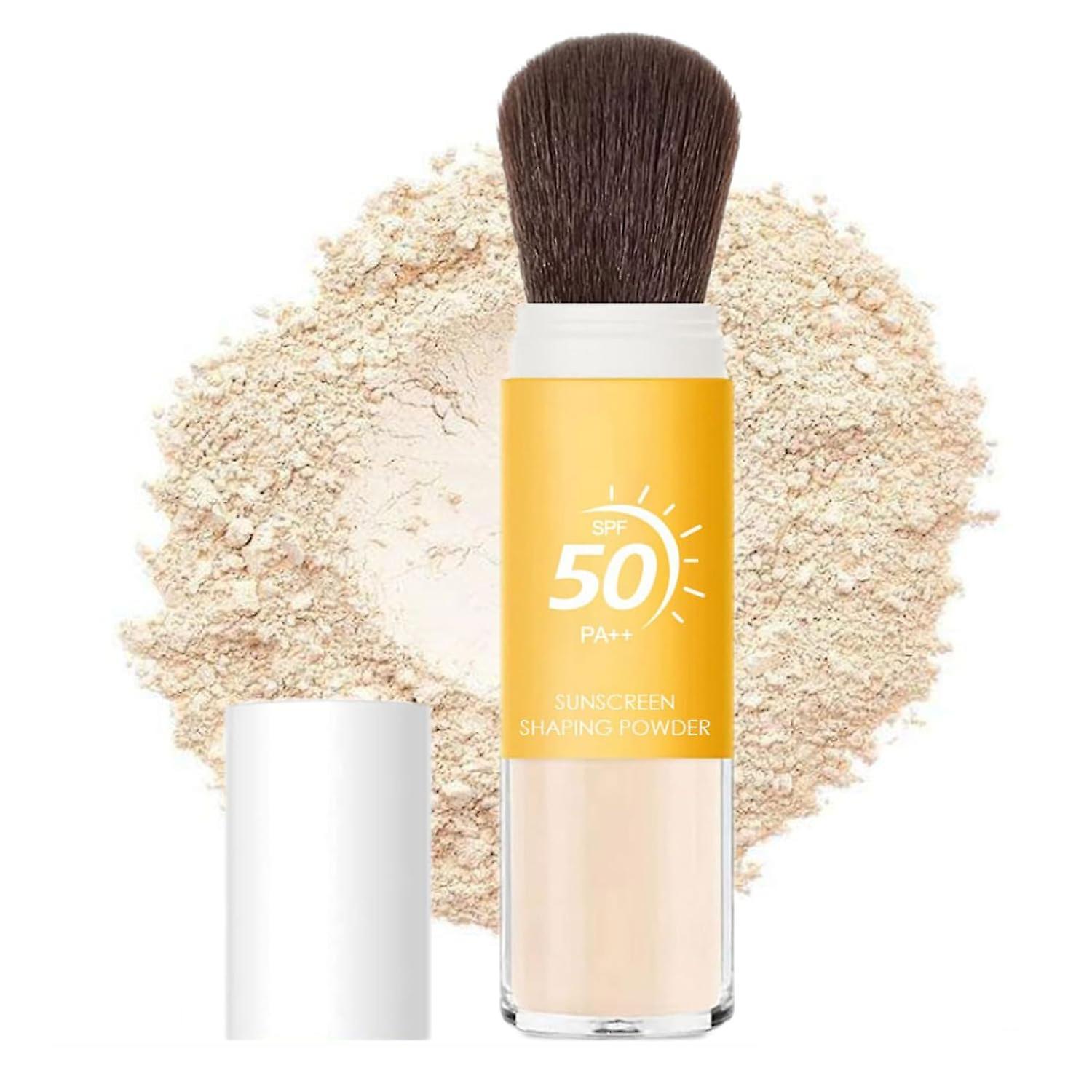 Sunset Sunscreen Setting Powder, Spf 50 Pa++, Mineral Sunscreen Brush Powder, Oil Control Natural Matte Finish, Long Lasting 1pcs