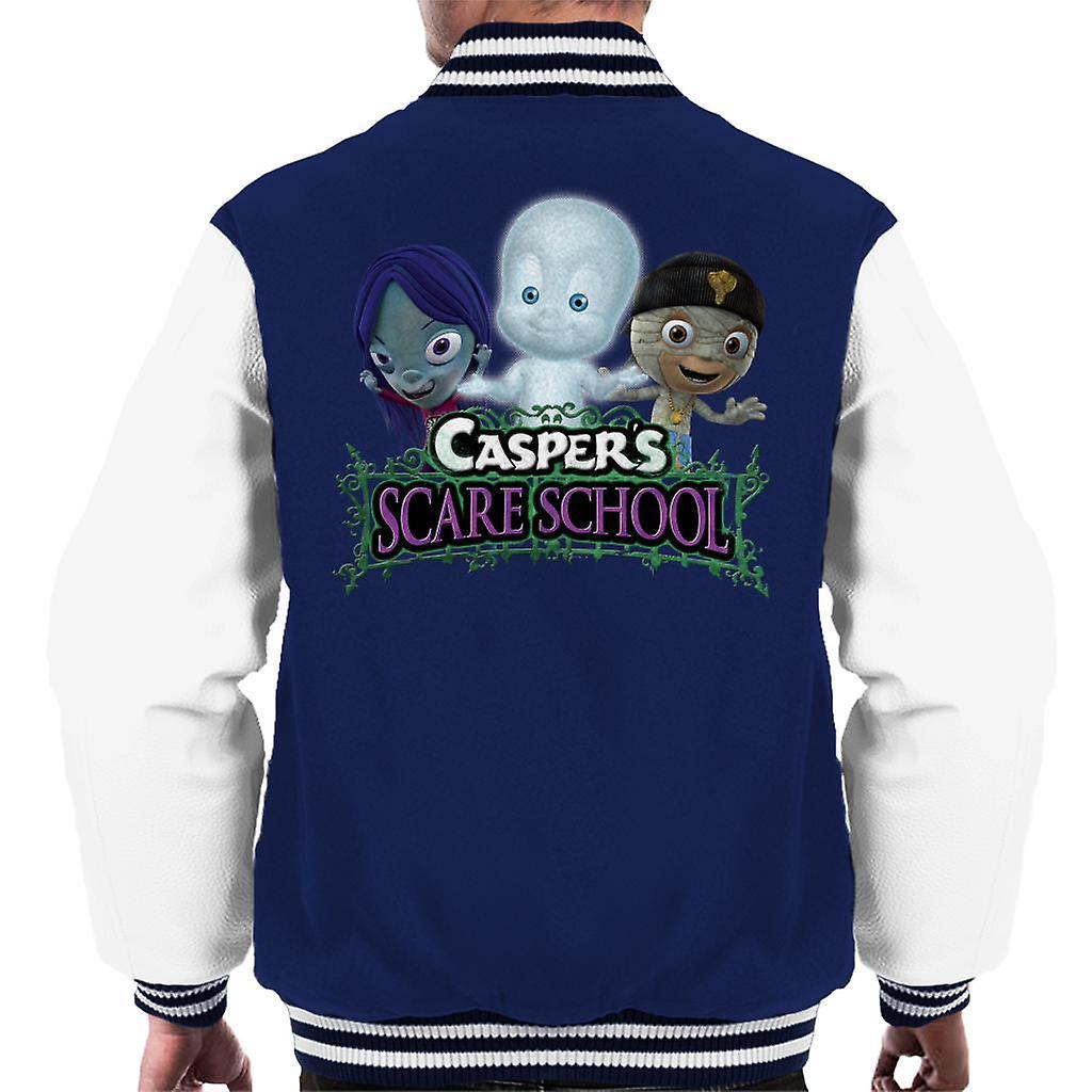 Casper The Friendly Ghost Scare School Men's Varsity Jacket Navy/White Large