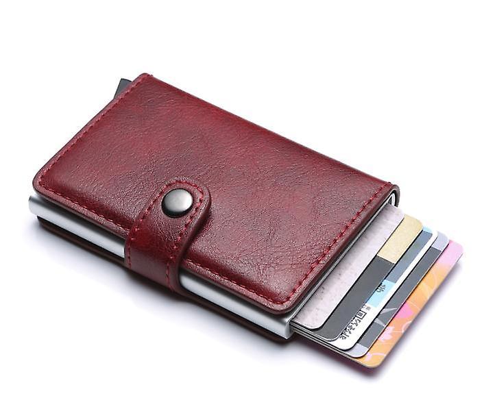 Best Trade Red RFID Protection Wallet Card Holder 5st Card (Genuine Leather)